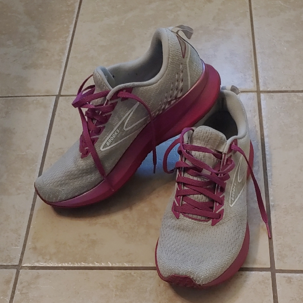 Brooks Levitate GTS 5 Women’s Gray and Pink Athletic Running Shoes Size 8